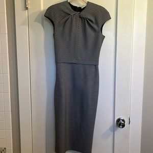 Black and white gingham Scanlan Theodore cap sleeve sheath dress